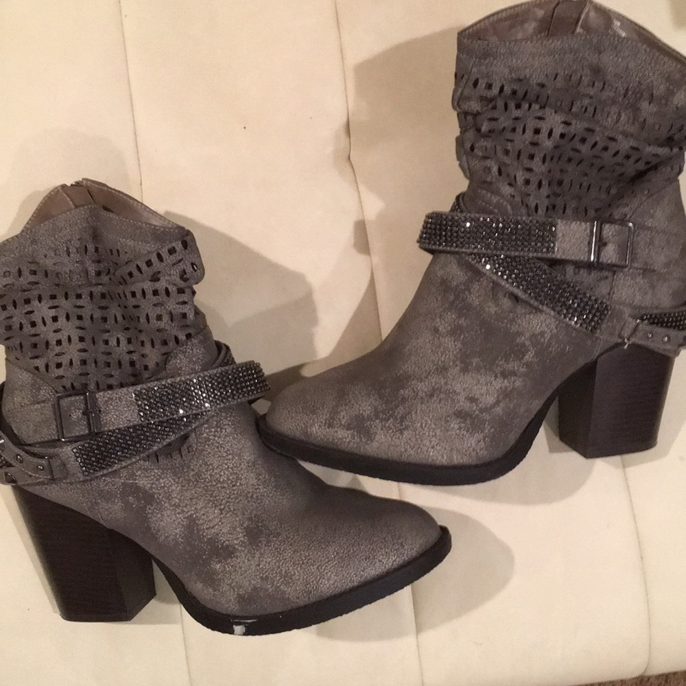 Gray ankle boots